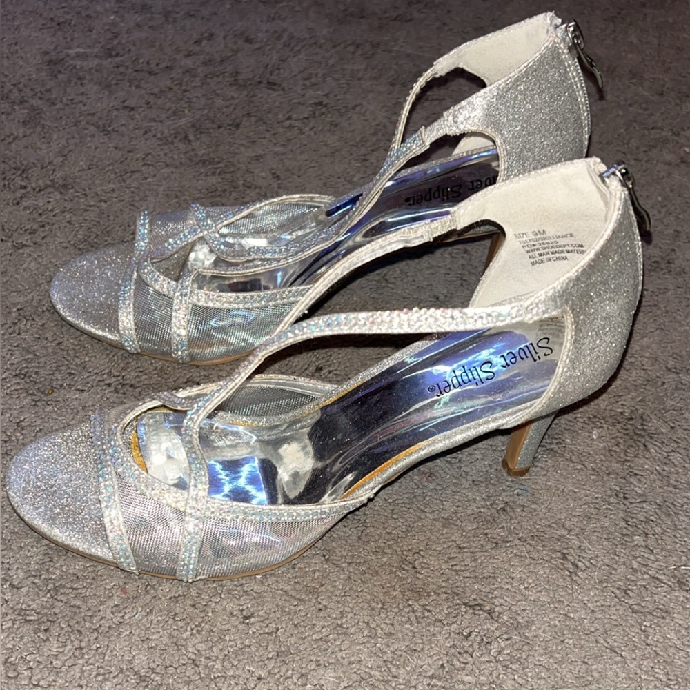 Sweet Slipper Women's Glittering Silver Heels